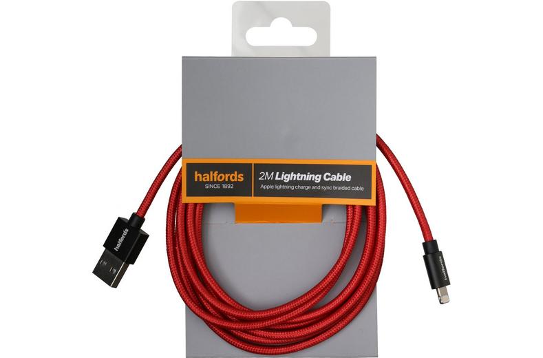 Halfords 2M Lightning Cable Black/Red Halfords 2M Lightning Cable Black/Red