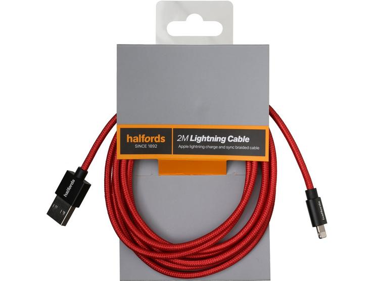 Halfords 2M Lightning Cable Black/Red