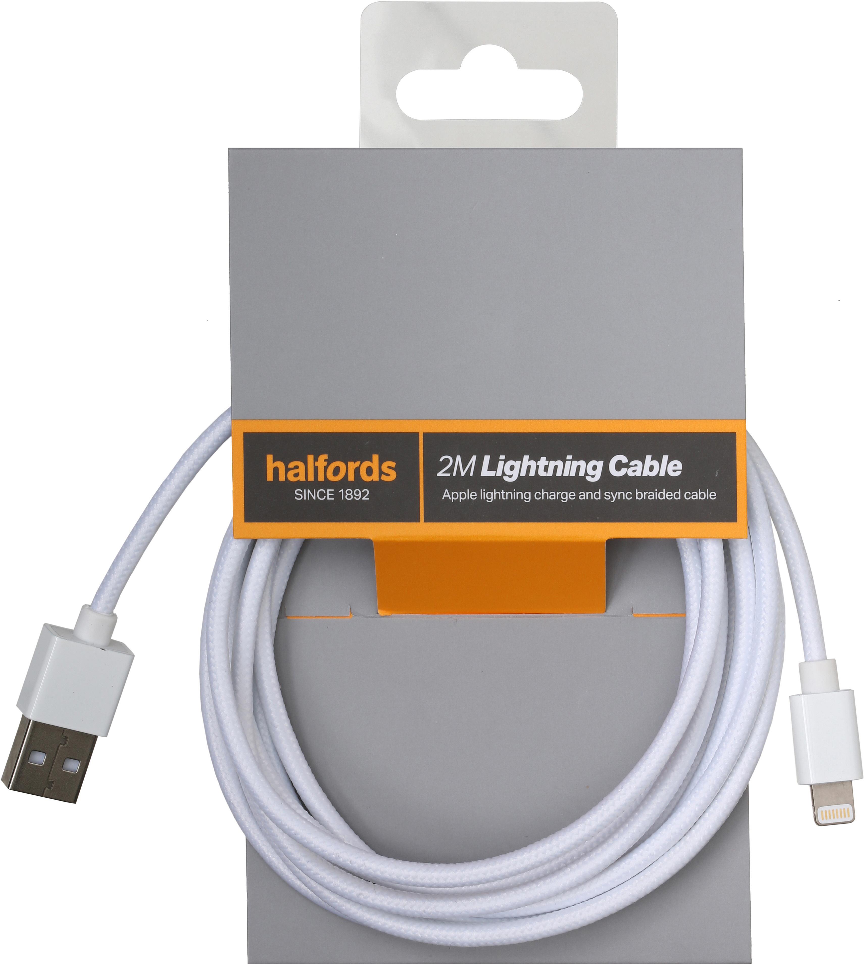 Halfords 2M Lightning Cable White