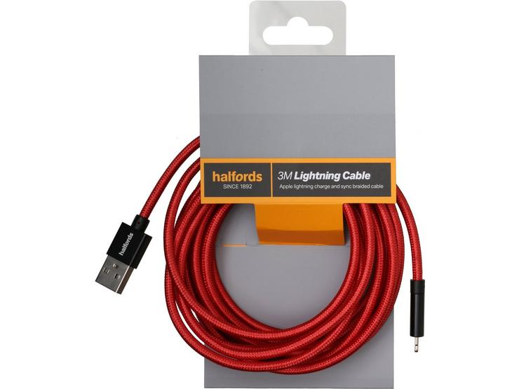 Halfords 3M Lightning Cable Black/Red