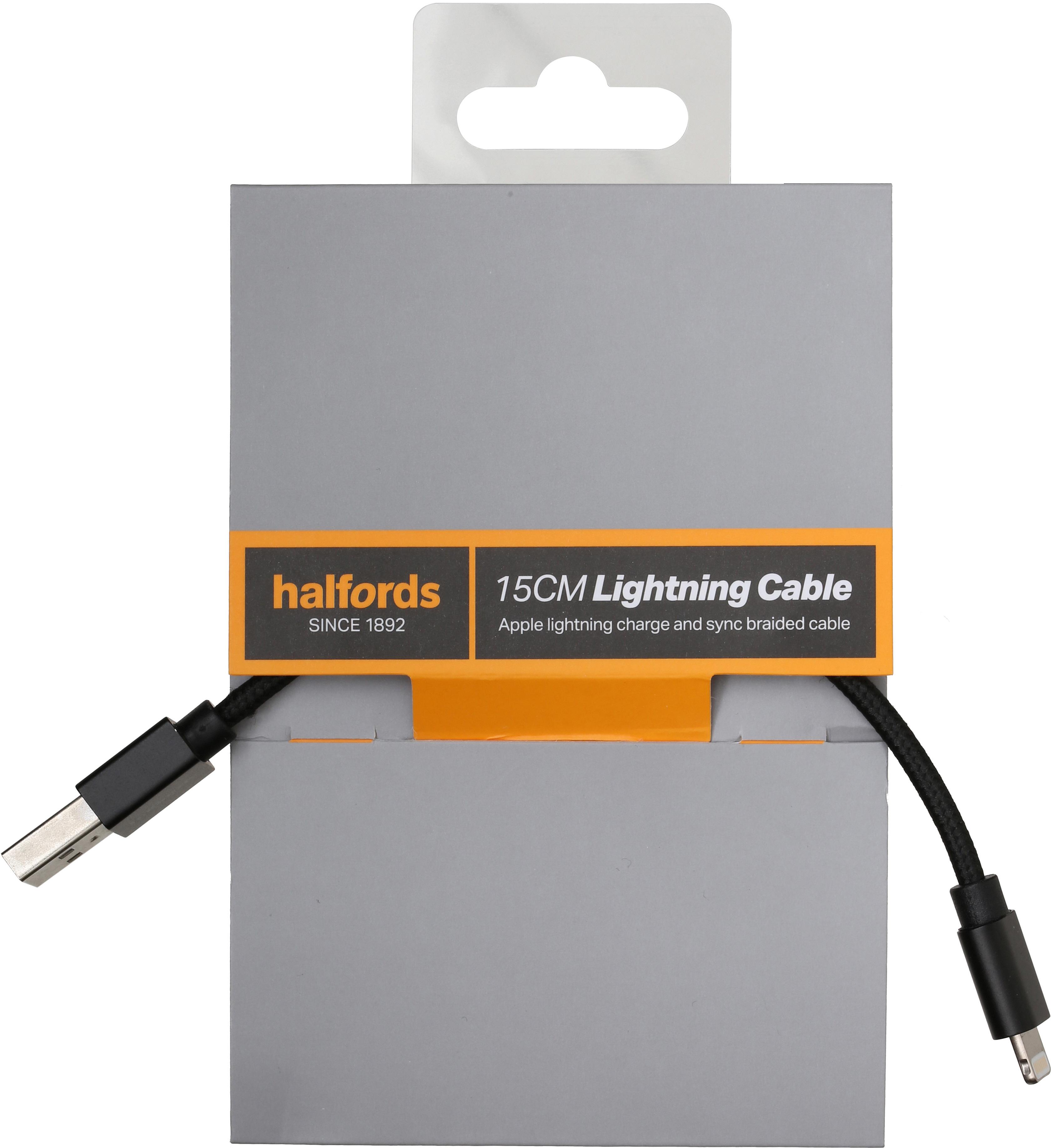 Halfords 15Cm Lightning Cable Black