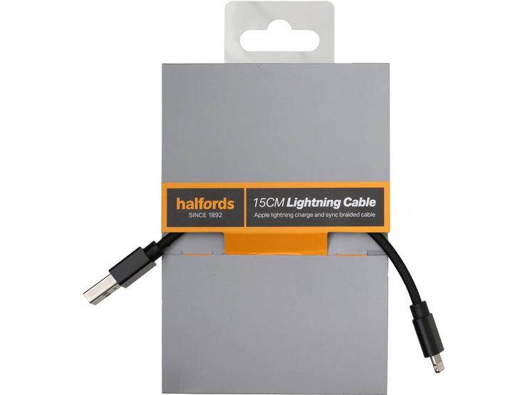 Halfords 15cm Lightning Cable Black