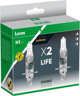 Lucas H1 448 Double Lifespan Car Headlight Bulb Twin Pack