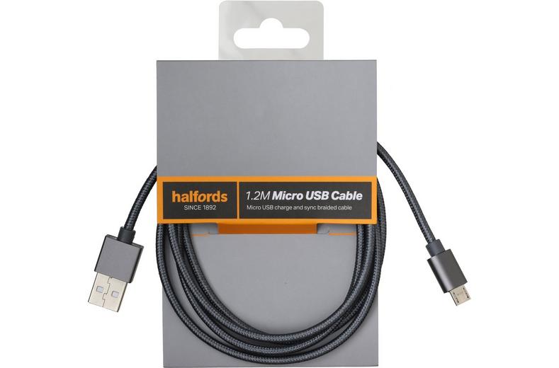 Halfords 1.2M Micro USB Cable Charcoal Halfords 1.2M Micro USB Cable Charcoal