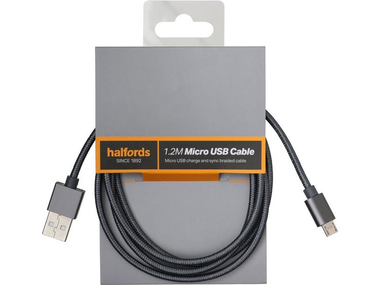 Halfords 1.2M Micro USB Cable Charcoal