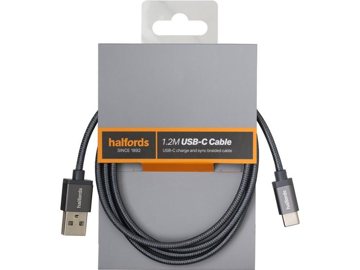 Halfords Type C Cable 1.2M - Charcoal