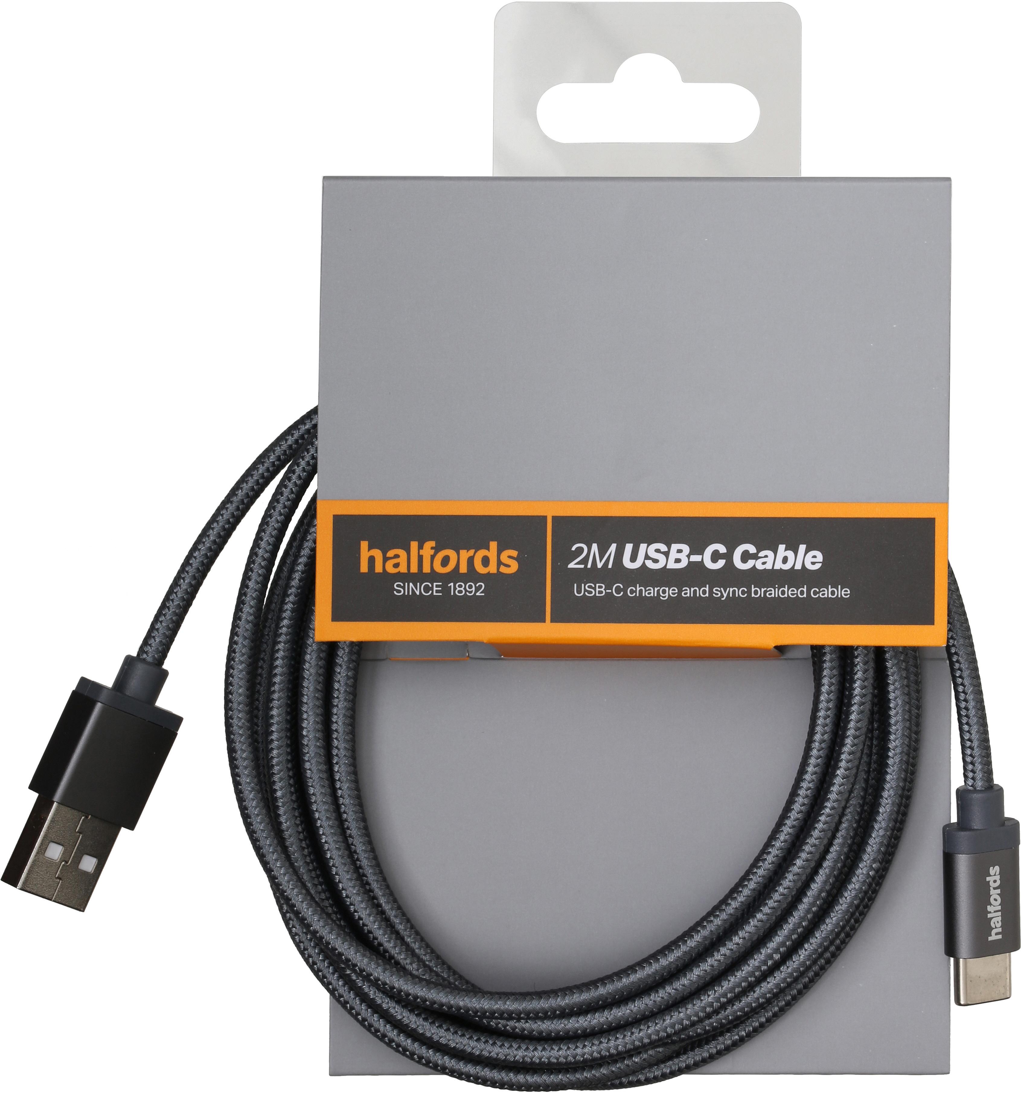 Halfords Type C Cable 2M - Charcoal