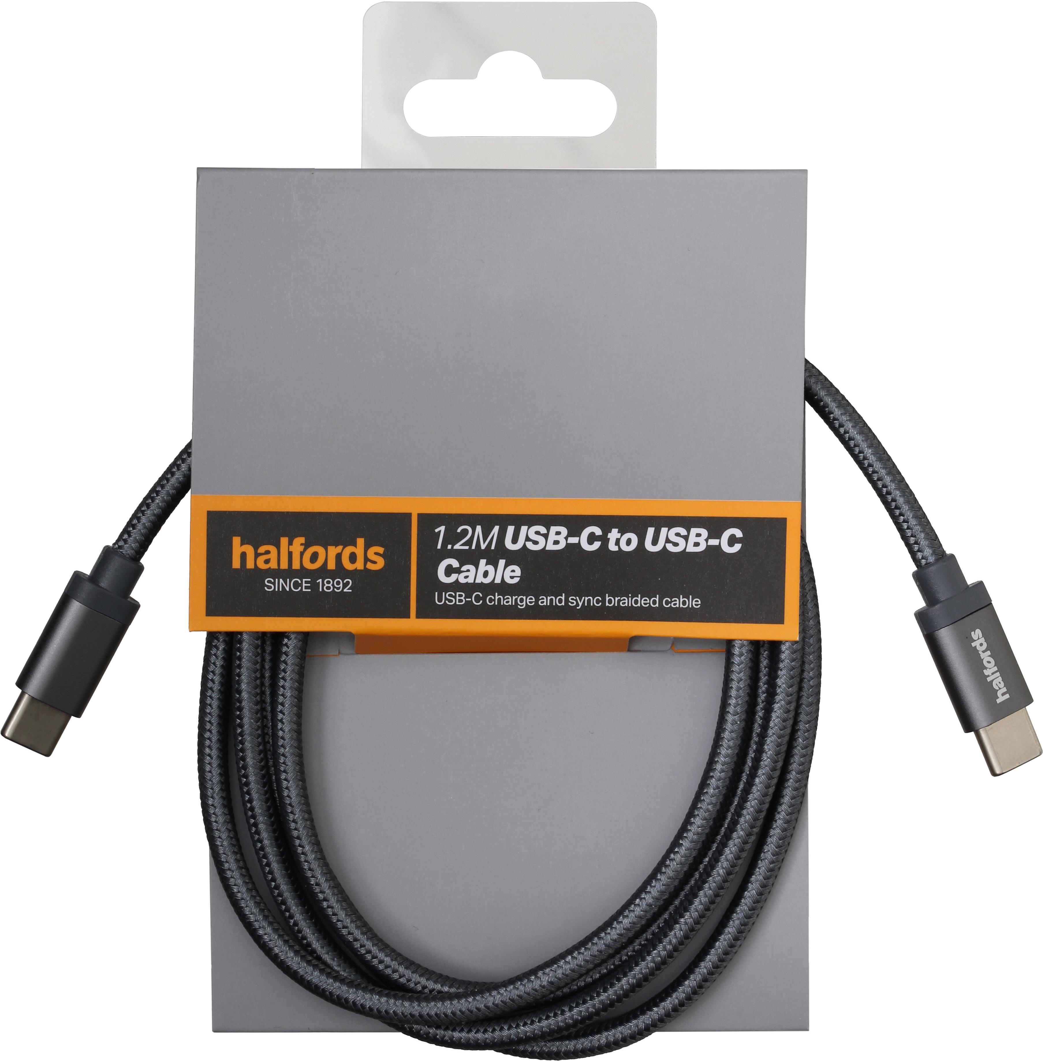 Halfords Cable C-C 1.2M - Charcoal