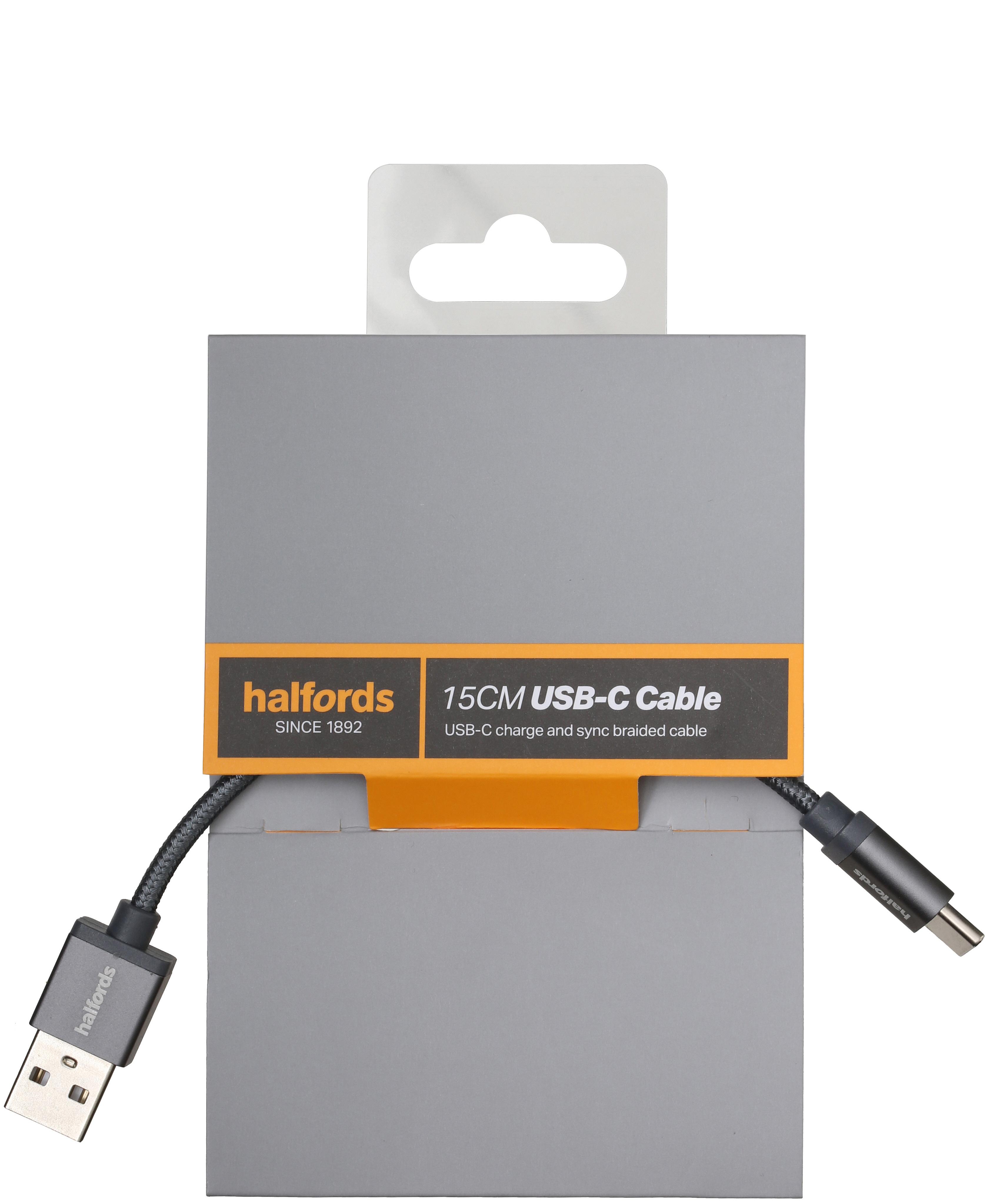 Halfords Type C Cable 15Cm - Charcoal