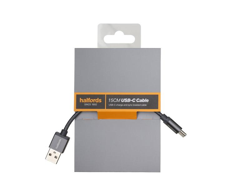 Halfords Type C Cable 15cm - Charcoal