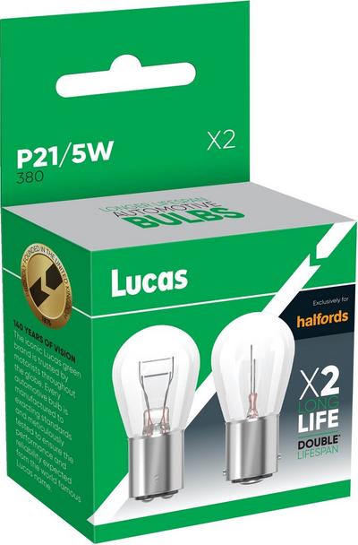 Lucas 380 P21/5W Double Lifespan Car Bulb Twin Pack Lucas 380 P21/5W Double Lifespan Car Bulb Twin Pack