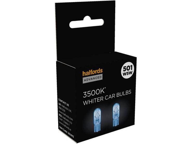 Halfords Advanced 3500K 501 W5W Car Bulb Twin Pack