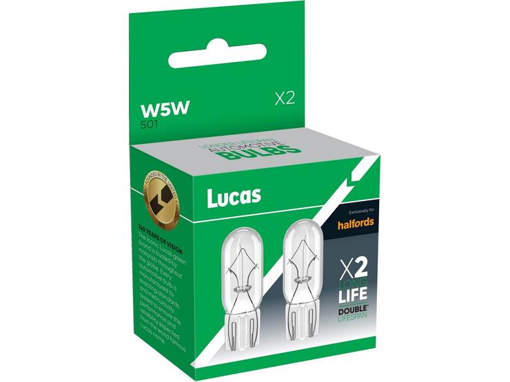 Lucas 501 W5W Double Lifespan Car Bulb Twin Pack