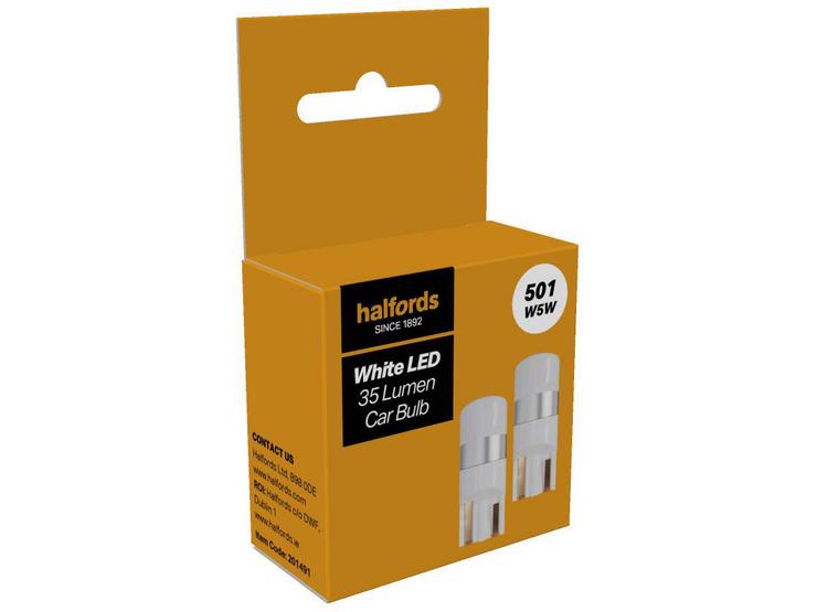 Halfords 501 White LED Car Bulb Twin Pack