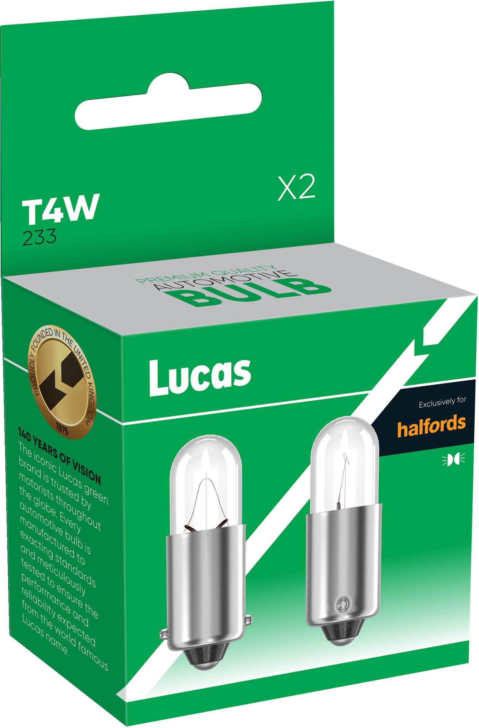 Lucas 233 T4W Car Bulb Twin Pack