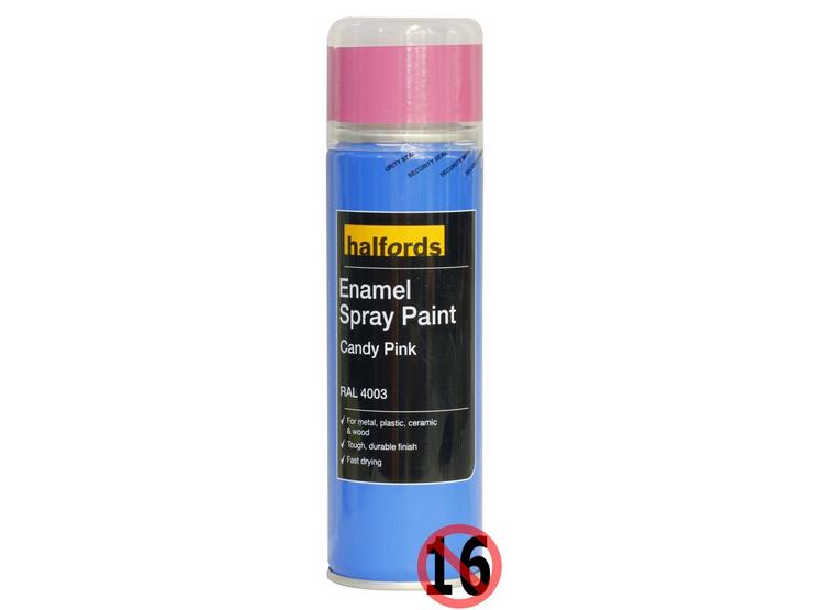 Halfords Enamel Spray Paint Candy Pink 300ml