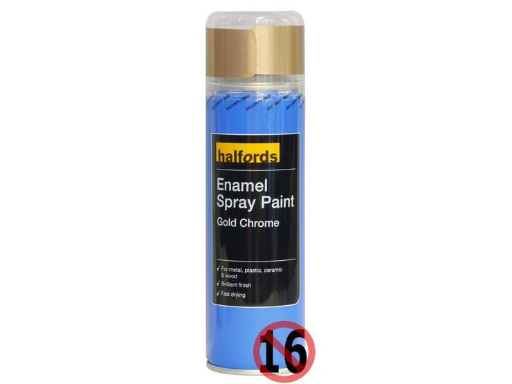 Halfords Enamel Spray Paint Gold Chrome 300ml