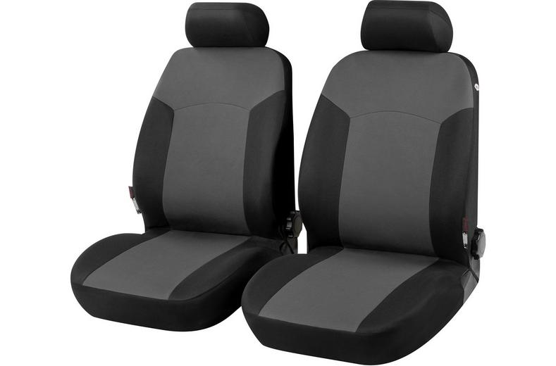 BDK ProPoly Solid Black Car Seat Covers Full Set – Front & Rear Universal Fit, Machine Washable
