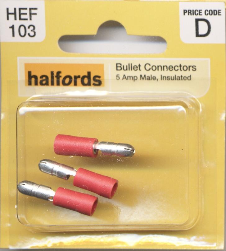 Halfords Bullet Connectors 5 Amp Male Hef103