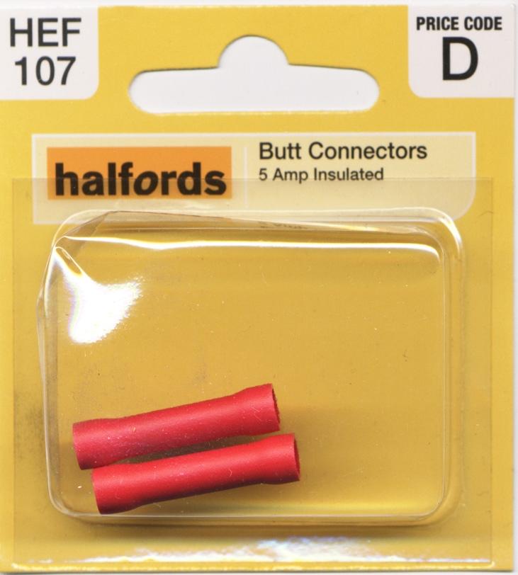 Halfords Butt Connectors  5 Amp Hef107
