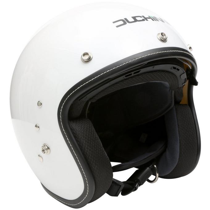 Duchinni D501 Open Face Motorcycle Helmet With Peak Sun Visor Gloss Black 