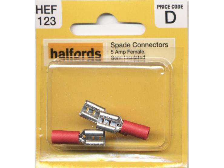 Halfords Spade Connectors (HEF123) 5 Amp/Female