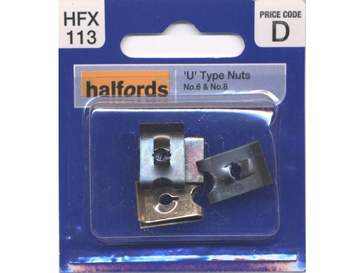 Halfords U-Type Nuts (HFX113) No.6 & No.8