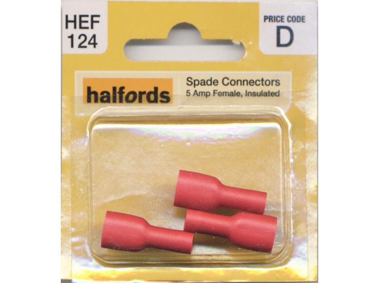 Halfords Spade Connectors (HEF124) 5 Amp/Female