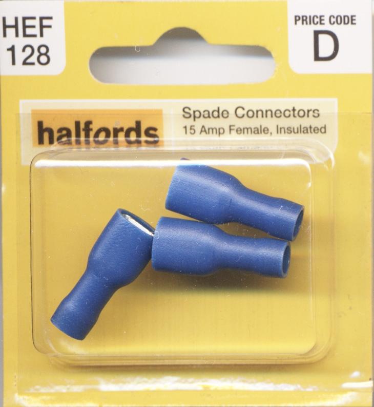 Halfords Spade Connectors (Hef128) 15 Amp/Female