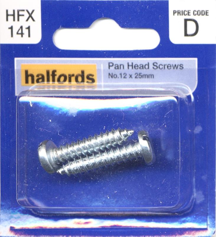 Halfords Pan Head Screws (Hfx141) No.12 X 25Mm