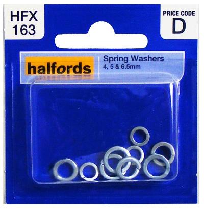 Halfords Spring Washers (Hfx163) 4, 5 & 6.5Mm