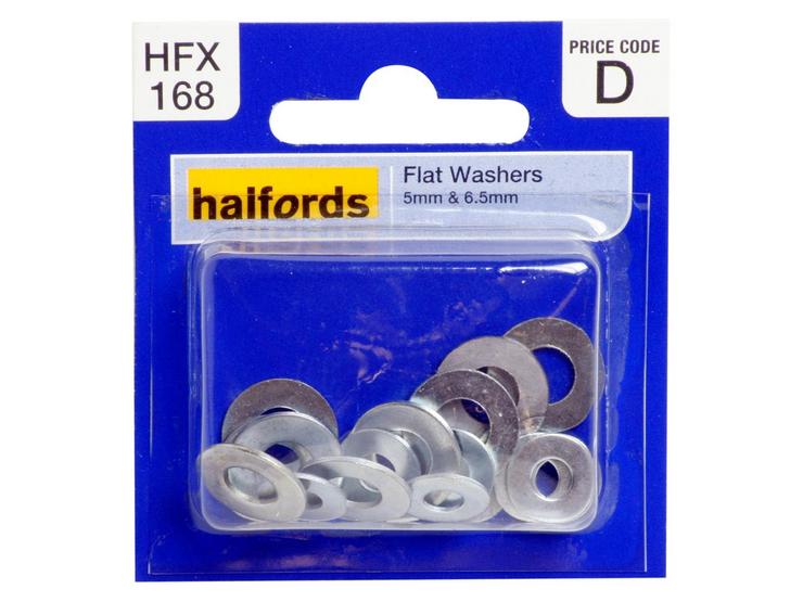 Halfords Flat Washers 5 & 6.5mm