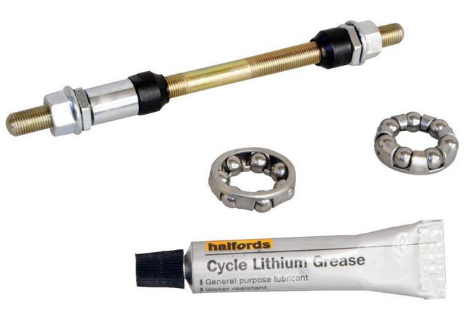 Halfords 9.5mm x 175mm Axle with Bearings and Grease Chrome