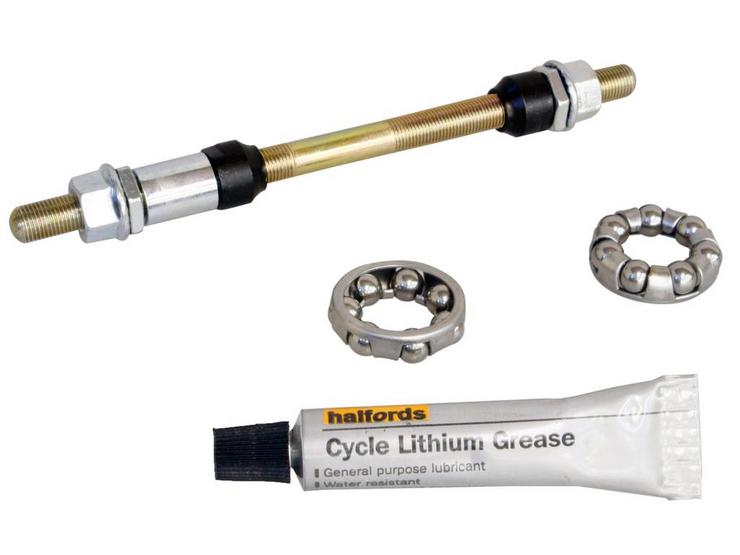 Halfords 9.5mm x 175mm Axle with Bearings and Grease - Chrome
