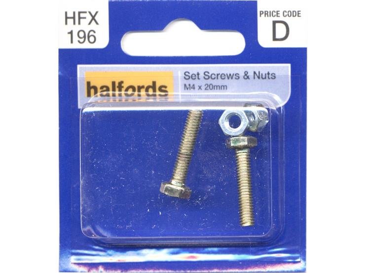 Halfords Set Screws & Nuts M4 x 20mm