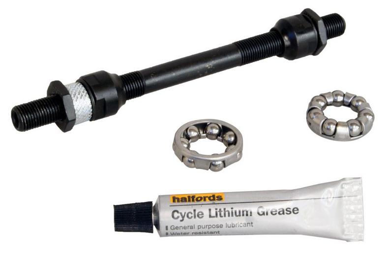 Halfords 10mm x 140mm Axle with Bearings and Grease - Hollow Halfords 10mm x 140mm Axle with Bearings and Grease - Hollow