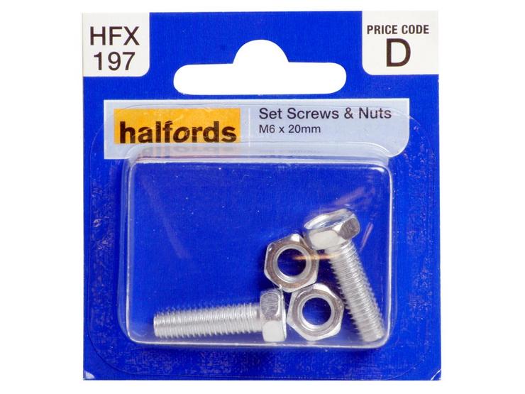 Halfords Set Screw and Nut M6 x 20mm