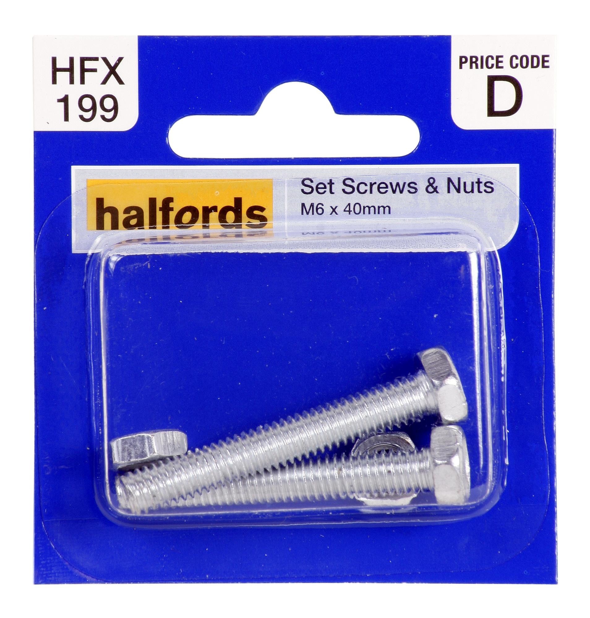 Halfords Set Screws And Nuts M6 X 40Mm Hfx199