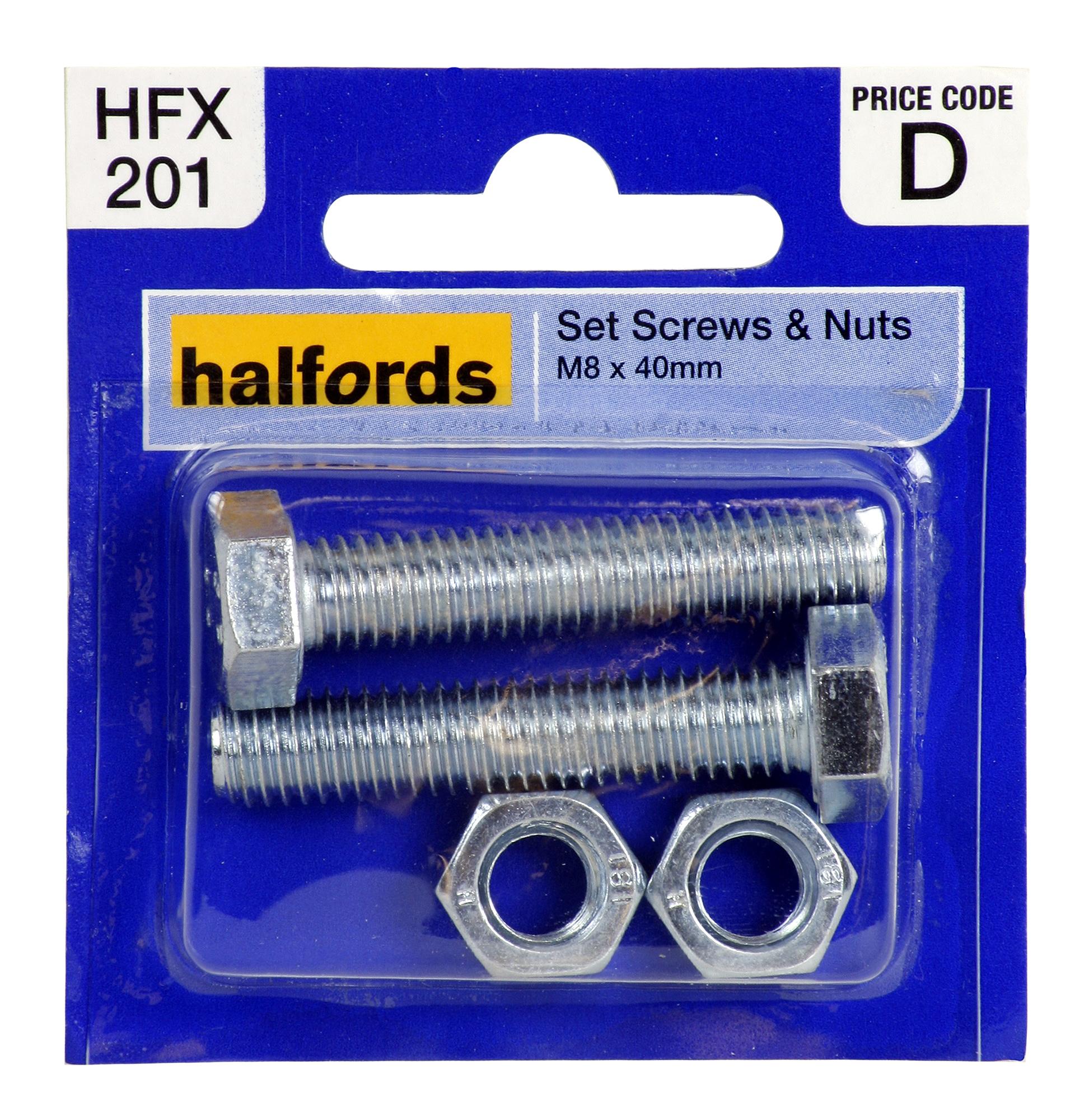 Halfords Set Screws And Nuts M8 X 40Mm Hfx201
