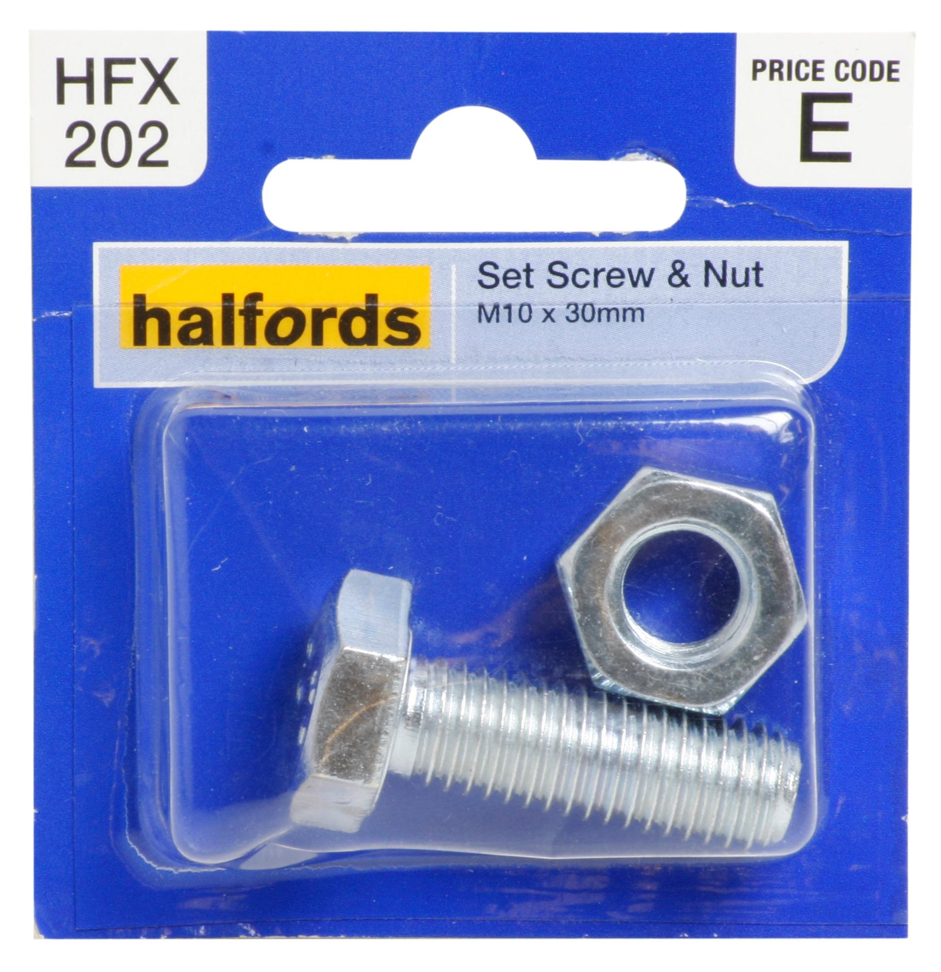 Halfords Set Screw And Nut M10 X 30Mm