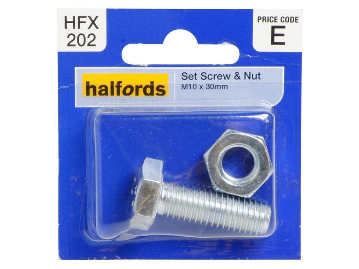 Halfords Set Screw and Nut M10 x 30mm