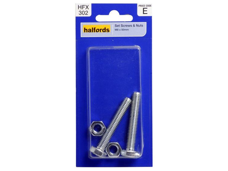 Halfords Set Screw & Nut M8 x 50mm