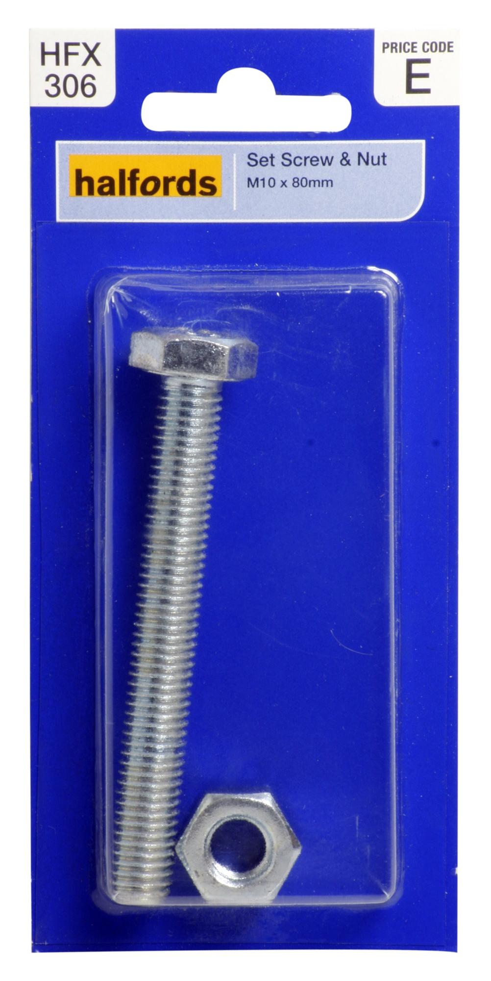 Halfords Set Screw And Nut M10 X 80Mm