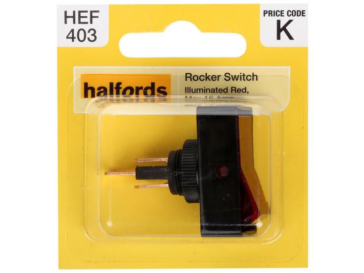 Halfords Illuminated Rocker Switch 16 Amp