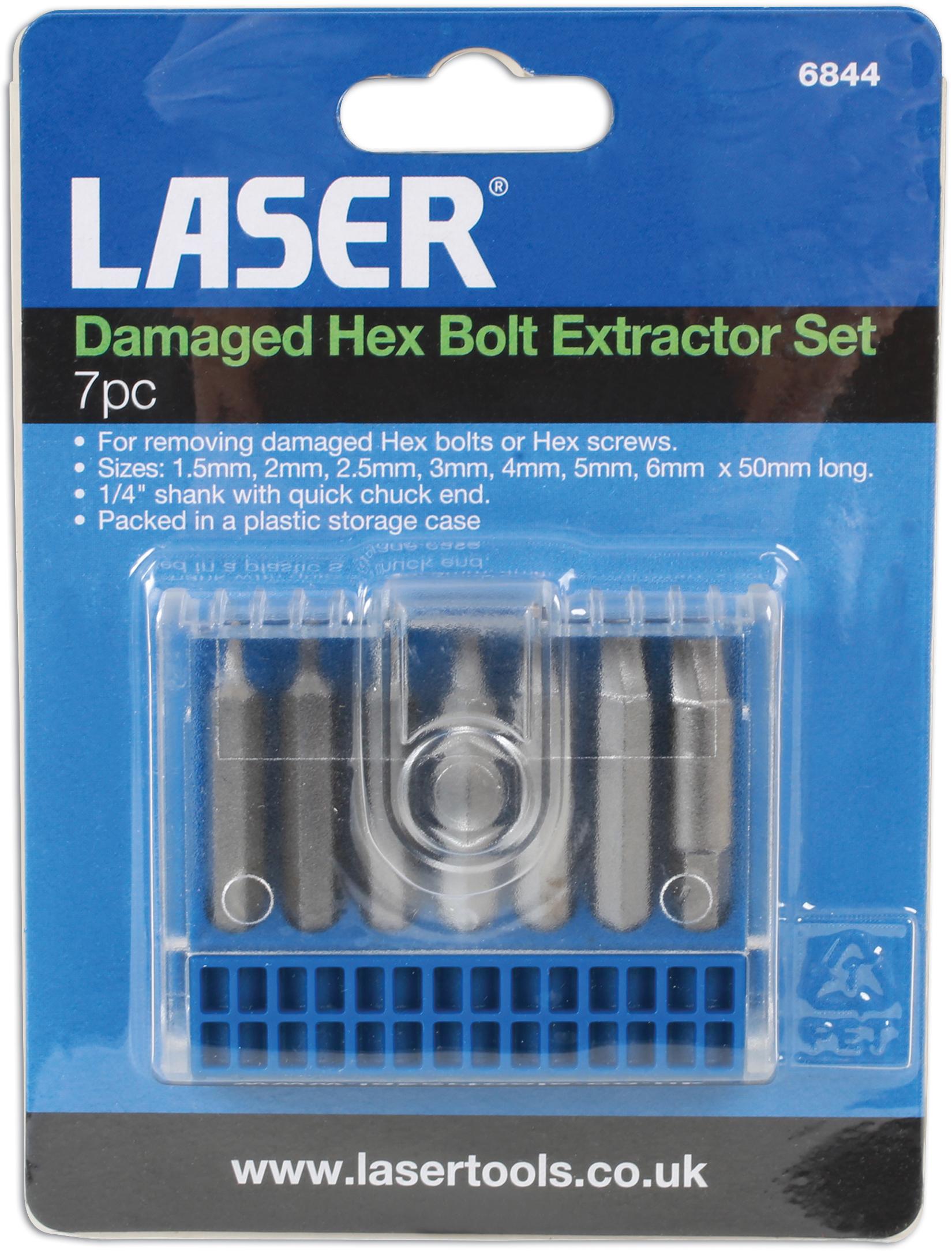 Laser Damaged Hex Bolt Extractor Set 7pc