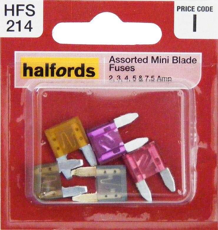 Halfords Assorted Mini Blade Fuses 2/3/4/5/7.5 Amp (HFS214)