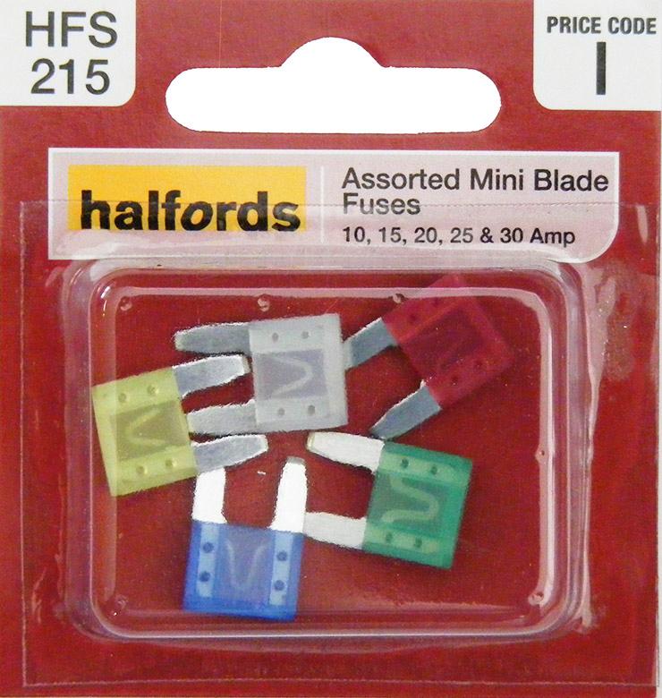 Halfords Assorted Mini Blade Fuses 10/15/20/25/30 Amp (Hfs215)