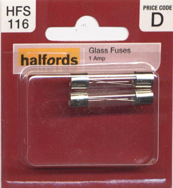 Halfords Glass Fuses 1 Amp (Hfs116)