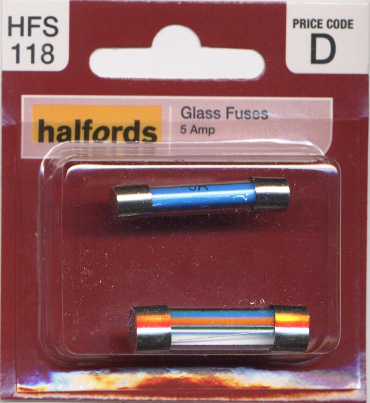 Halfords Glass Fuses 5 Amp (HFS118) Halfords UK