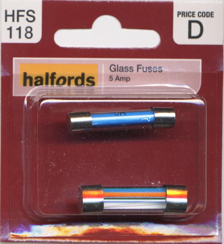 Halfords Glass Fuses 5 Amp (Hfs118)